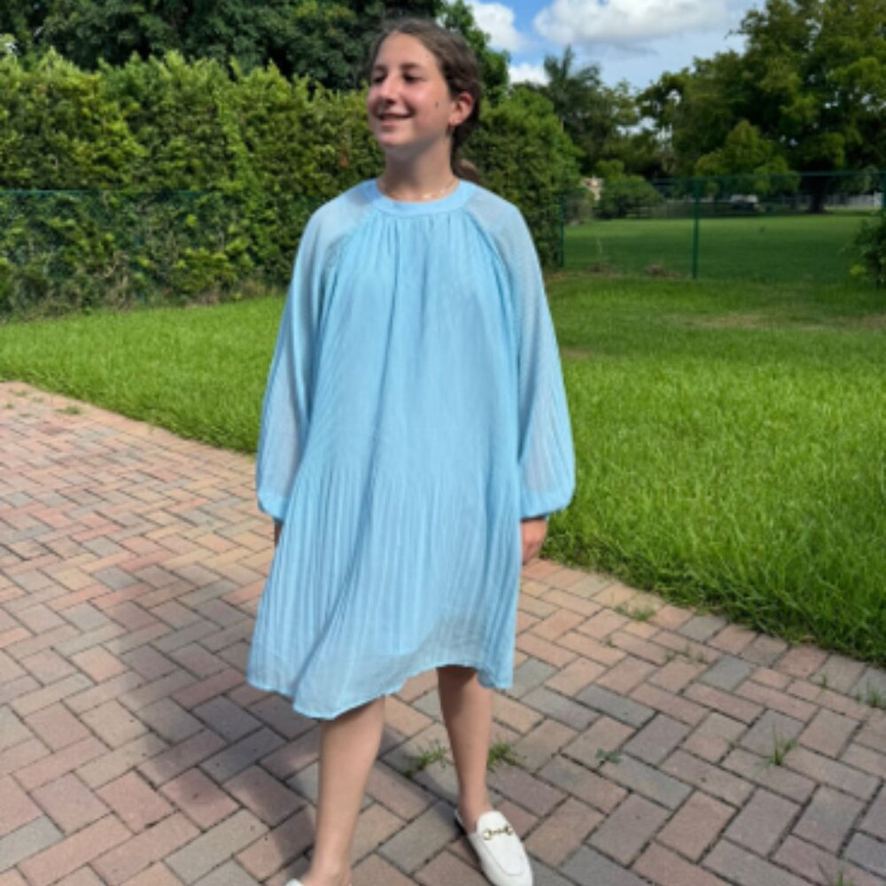 Pleated Light Blue Dress